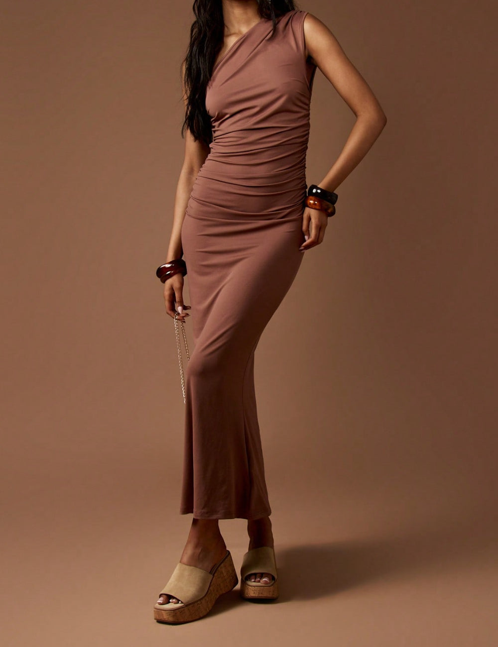 Shein Missguided maxi ruha, barna