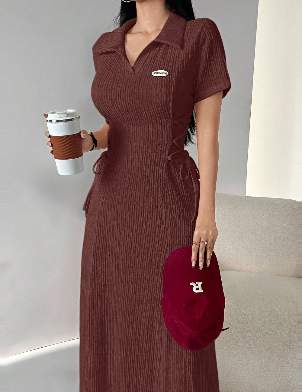 Rochie maxi Shein, cărămiziu