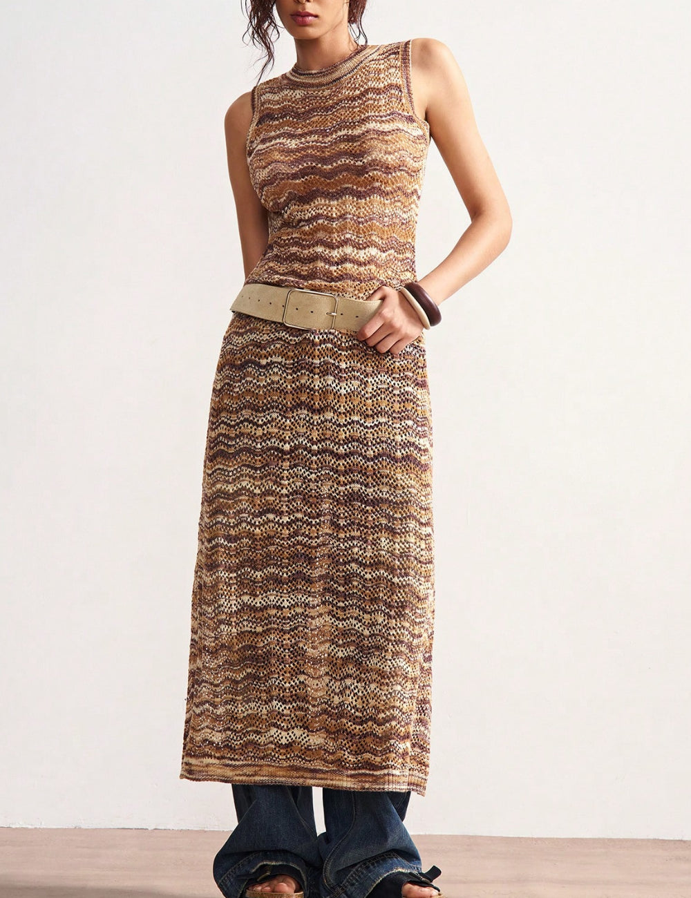 Shein maxi ruha, barna