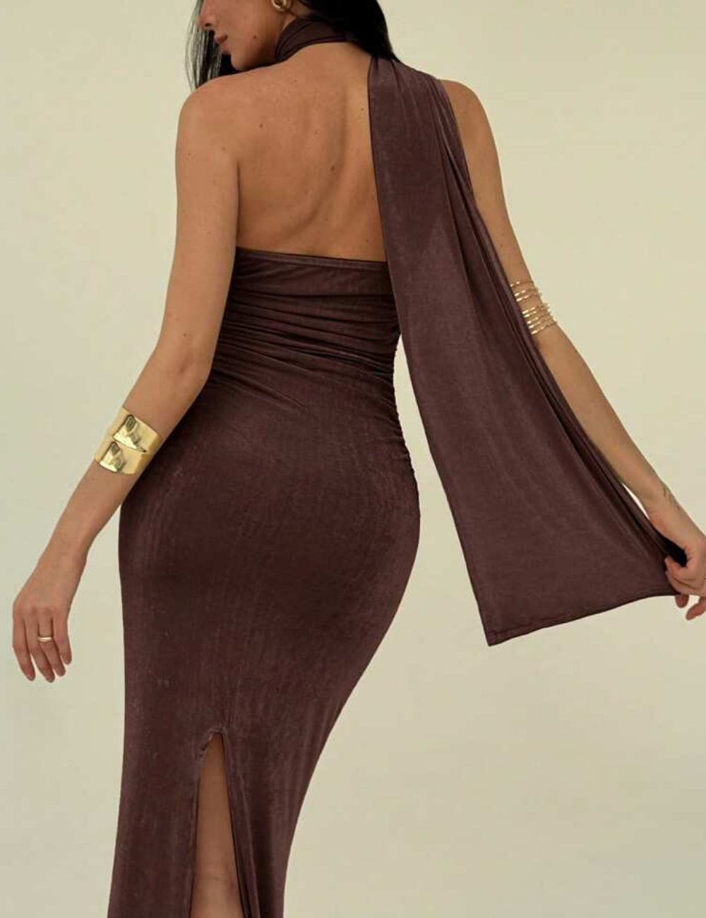 Shein maxi ruha, barna