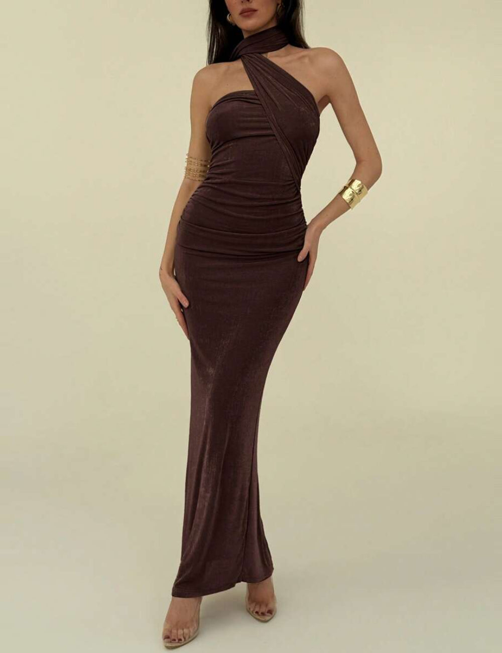 Shein maxi ruha, barna