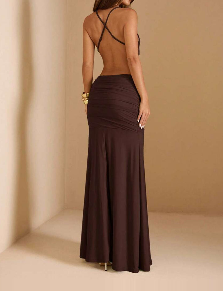 Shein maxi ruha, barna