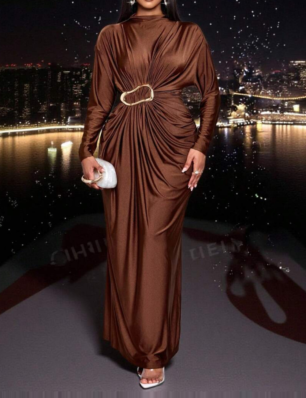 Shein maxi ruha, barna