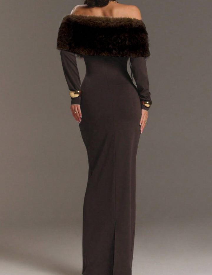 Shein maxi ruha, barna