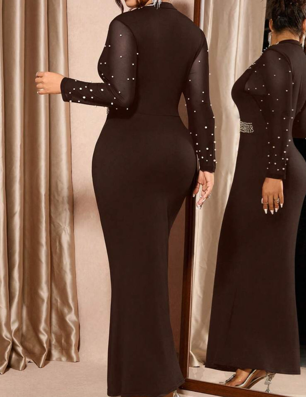 Shein maxi ruha, barna