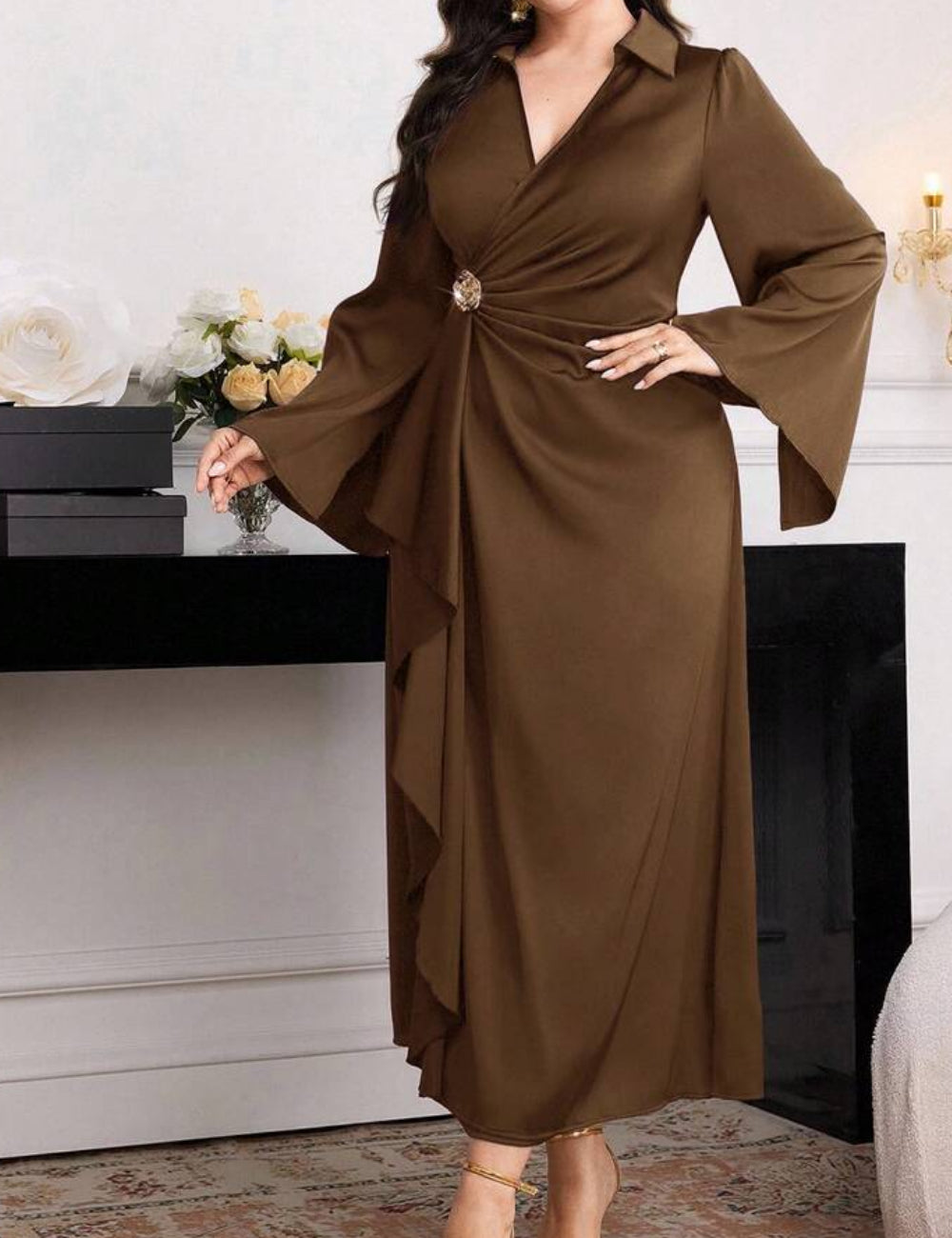 Shein maxi ruha, barna