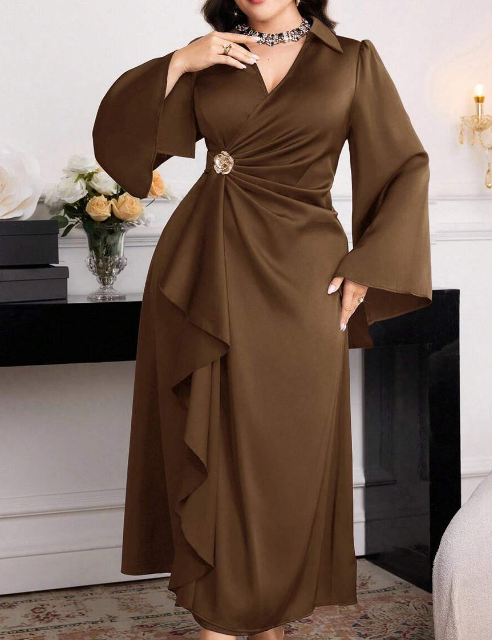 Shein maxi ruha, barna