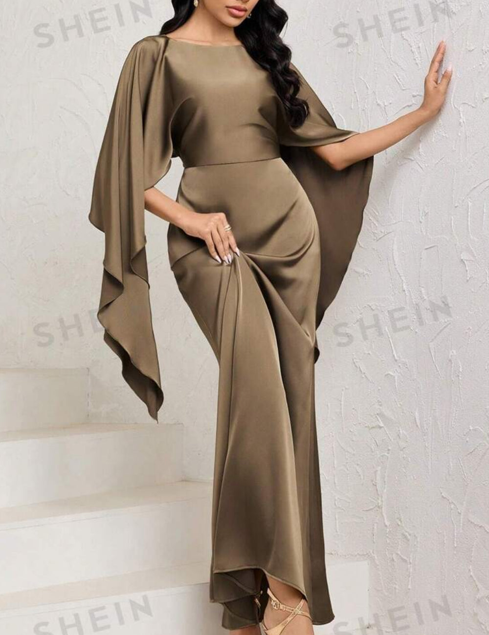 Shein maxi ruha, barna