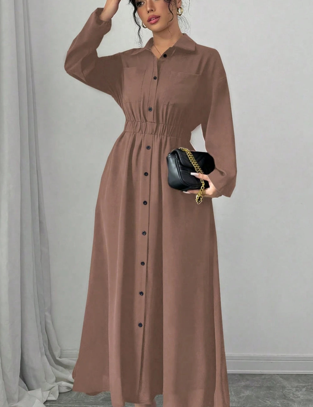 Shein maxi ruha, barna