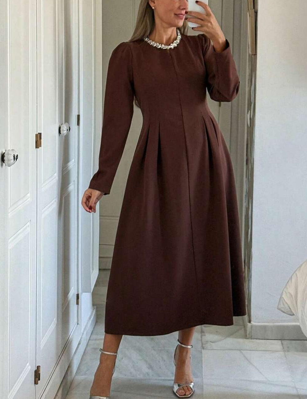 Shein maxi ruha, barna