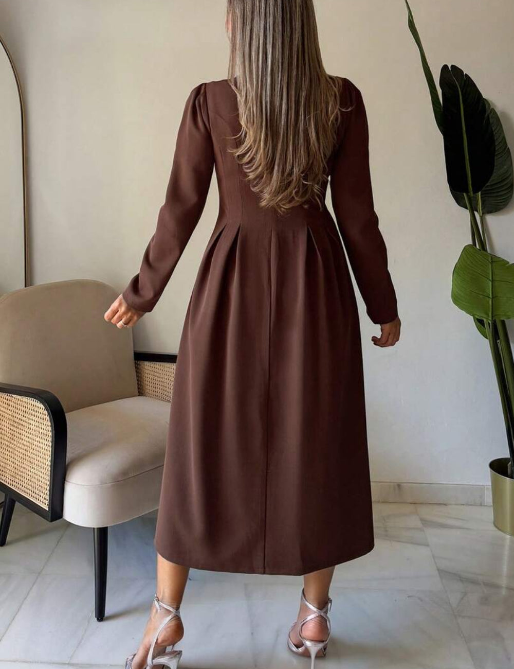 Shein maxi ruha, barna