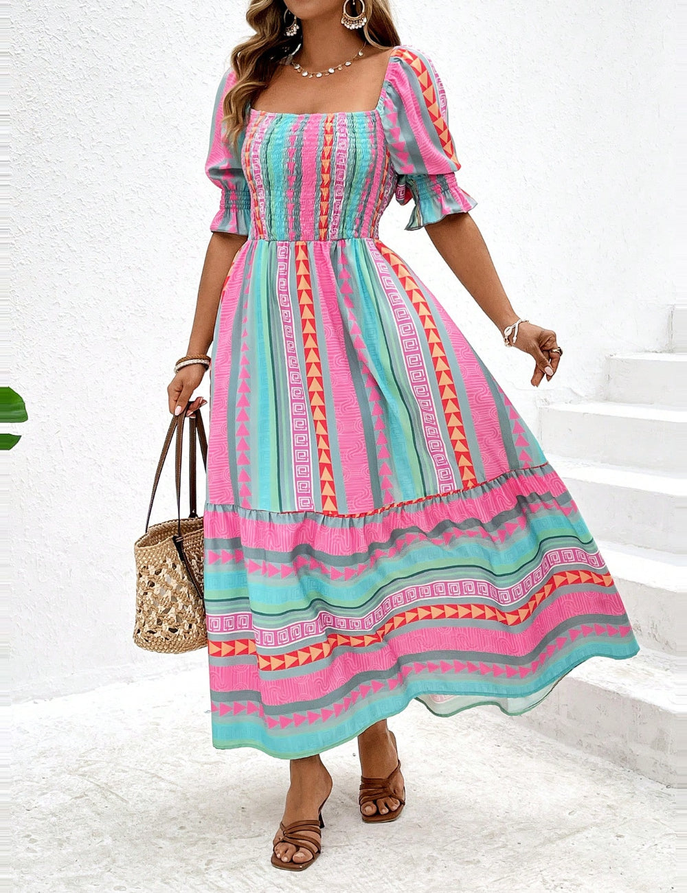 Shein Curve+ maxi ruha, vegyes színek