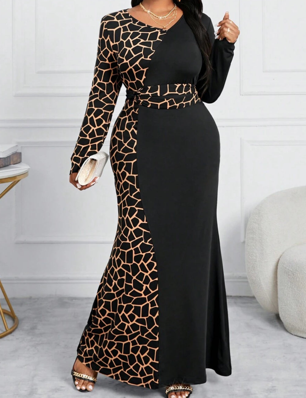 Shein Curve+ maxi ruha, vegyes színek