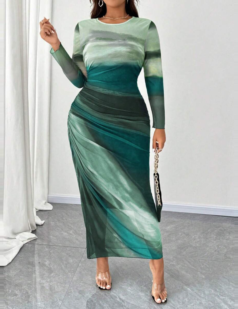Shein Curve+ maxi dress, mixed colors