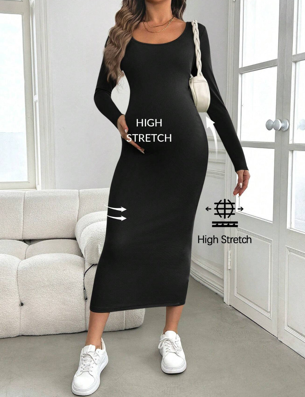 Shein maxi ruha, fekete