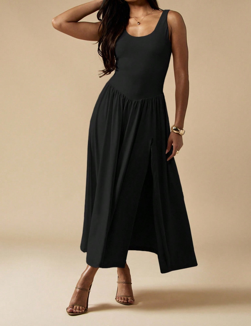 Shein Missguided maxi ruha, fekete