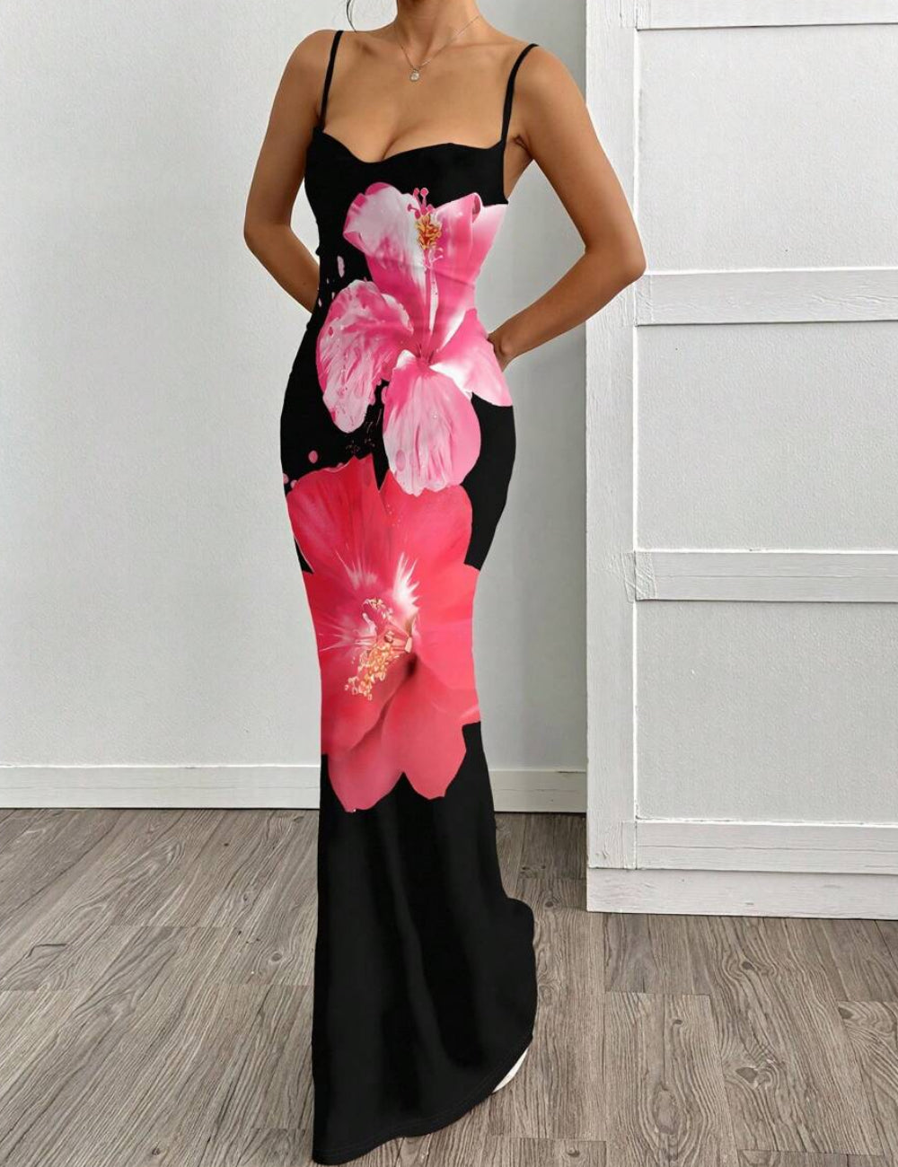 Shein maxi ruha, fekete