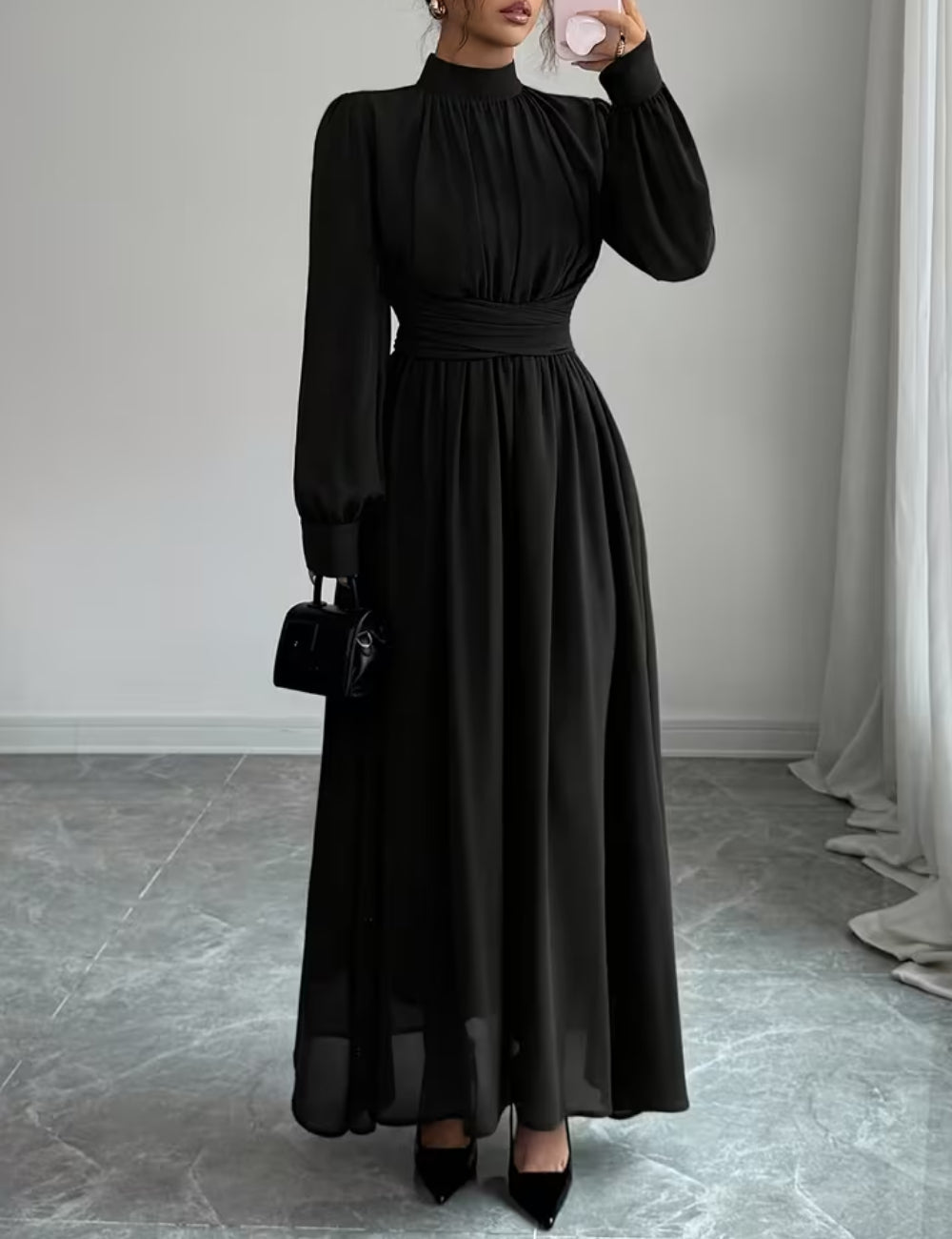 Shein maxi ruha, fekete