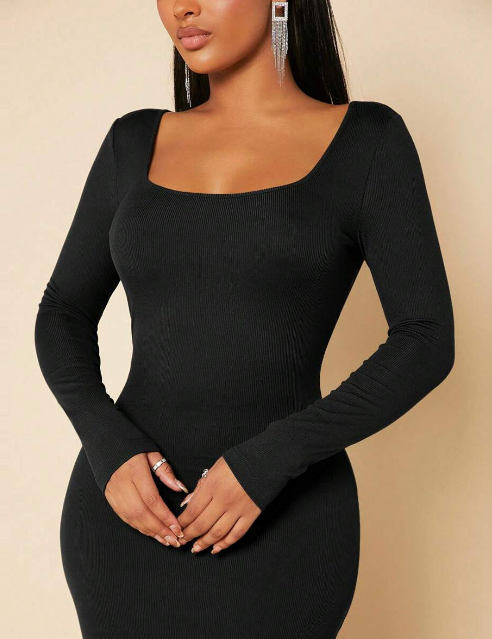 Shein maxi ruha, fekete