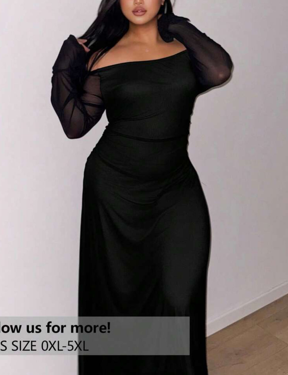 Shein Curve+ maxi ruha, fekete