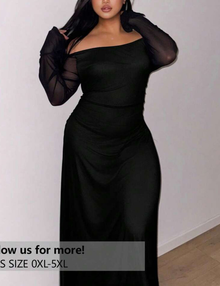 Shein Curve+ maxi ruha, fekete