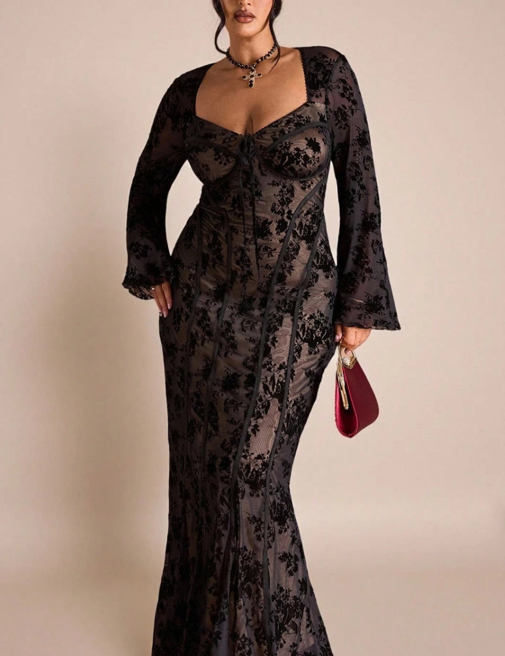 SHEIN maxi ruha, fekete