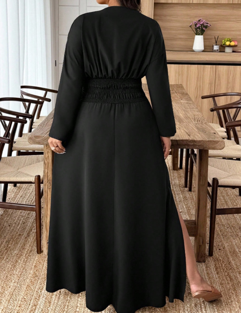 Shein Curve+ maxi ruha, fekete