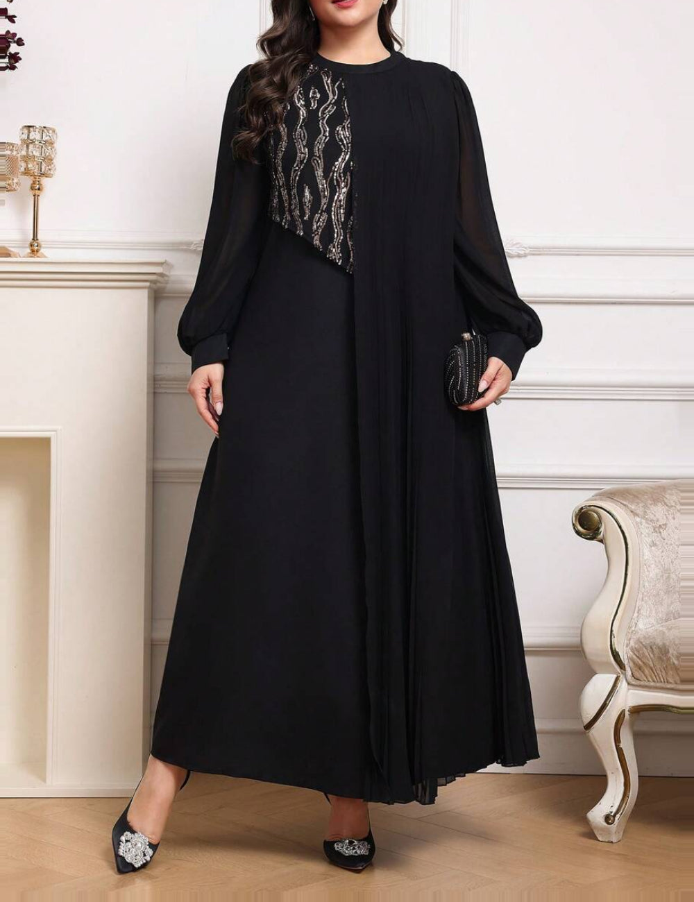 Rochie maxi Shein Curve+, negru