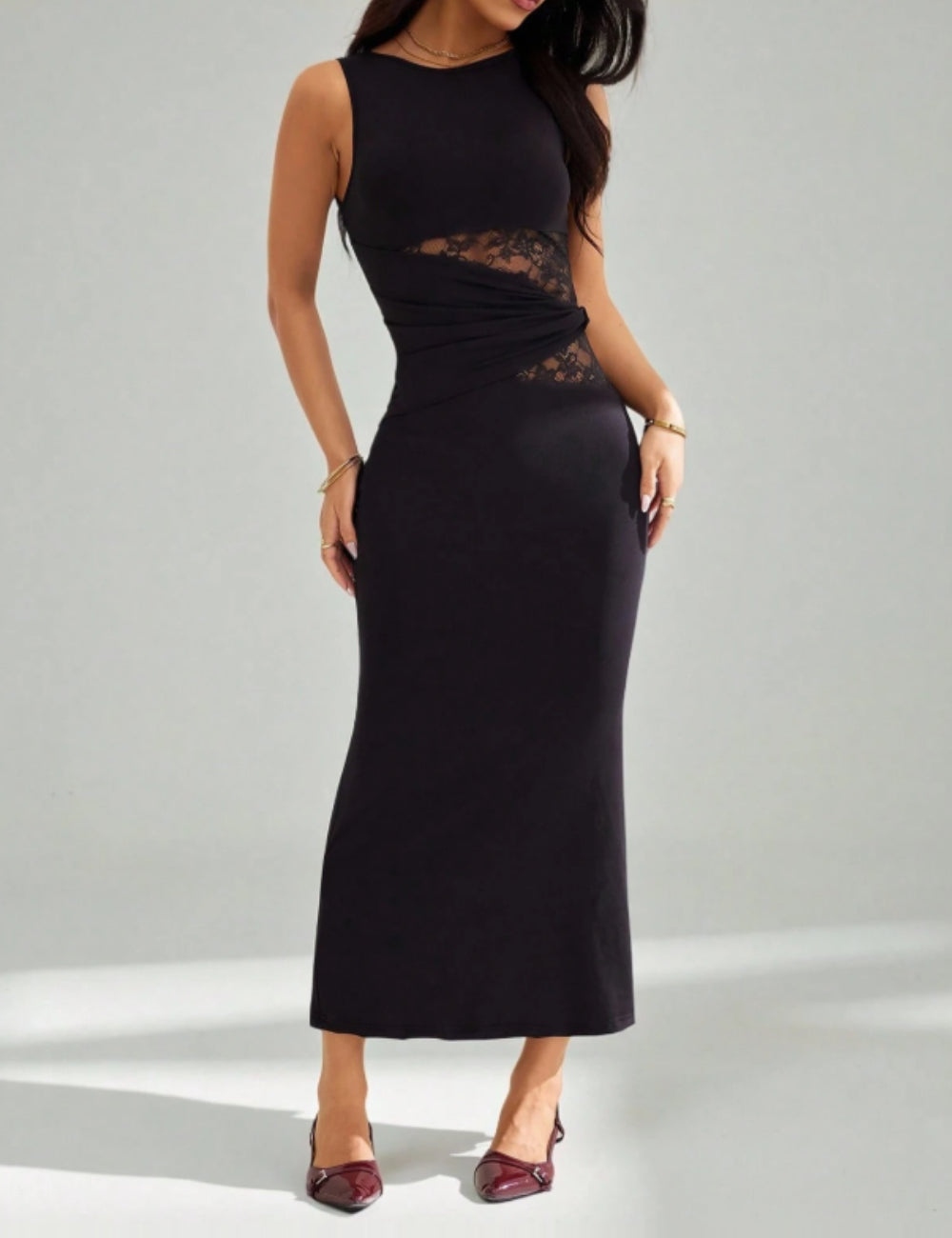 Shein maxi ruha, fekete