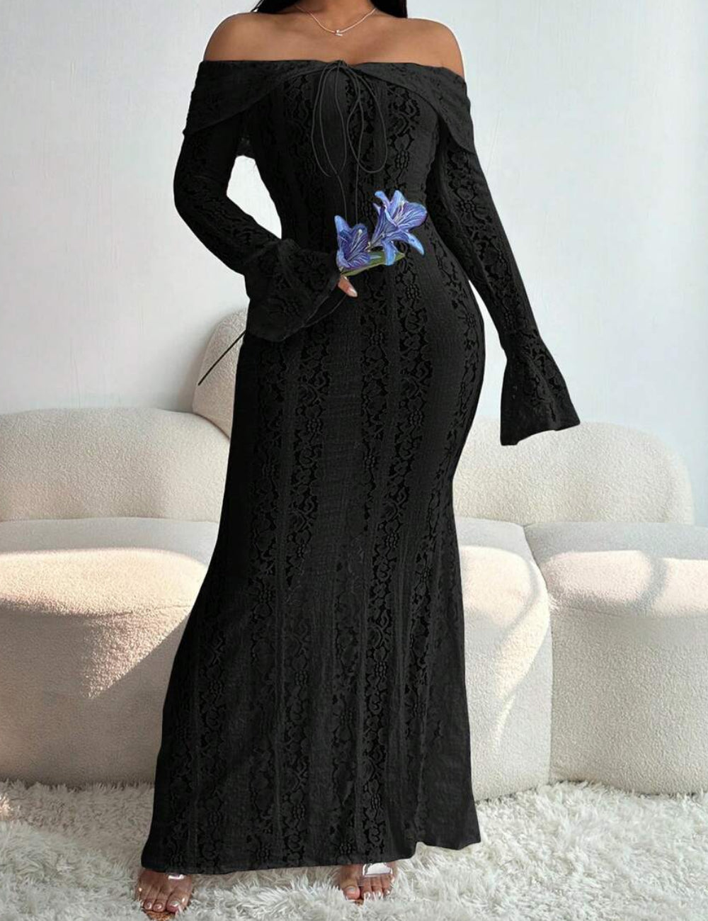 Shein maxi ruha, fekete