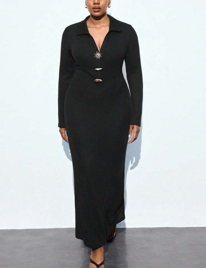 Shein Curve+ maxi ruha, fekete