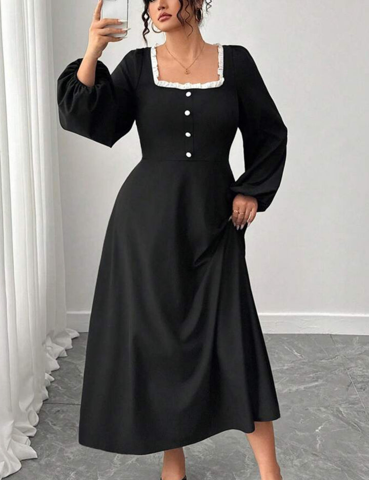 Shein Curve+ maxi ruha, fekete