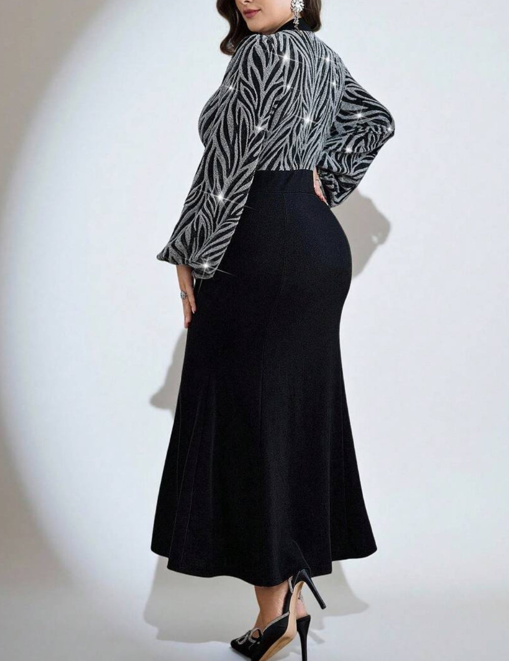 Shein Curve+ maxi ruha, fekete