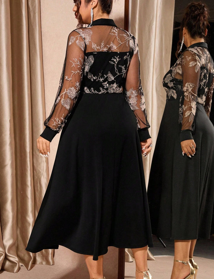 Shein Curve+ maxi ruha, fekete
