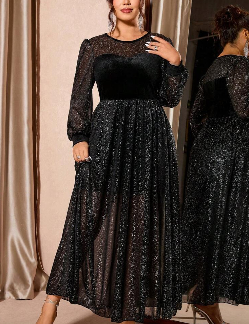 SHEIN maxi ruha, fekete