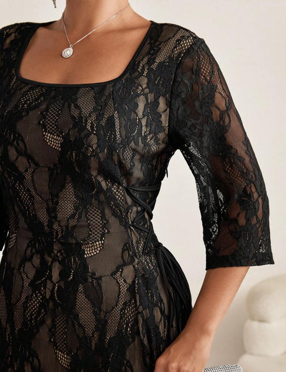 Shein Curve+ maxi ruha, fekete
