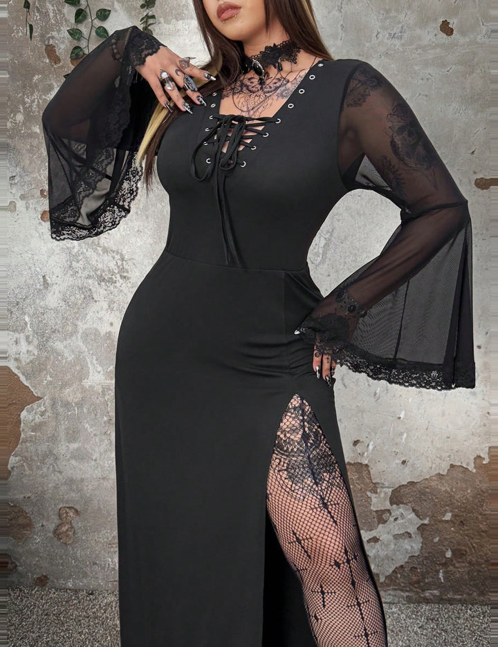 Shein Curve+ maxi ruha, fekete