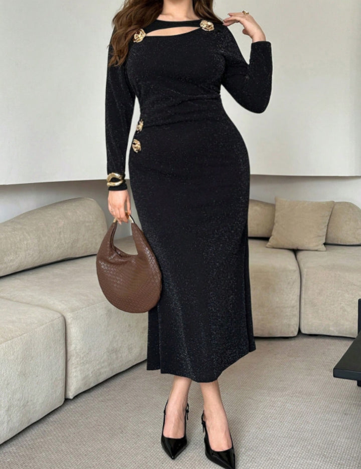 Shein Curve+ maxi ruha, fekete