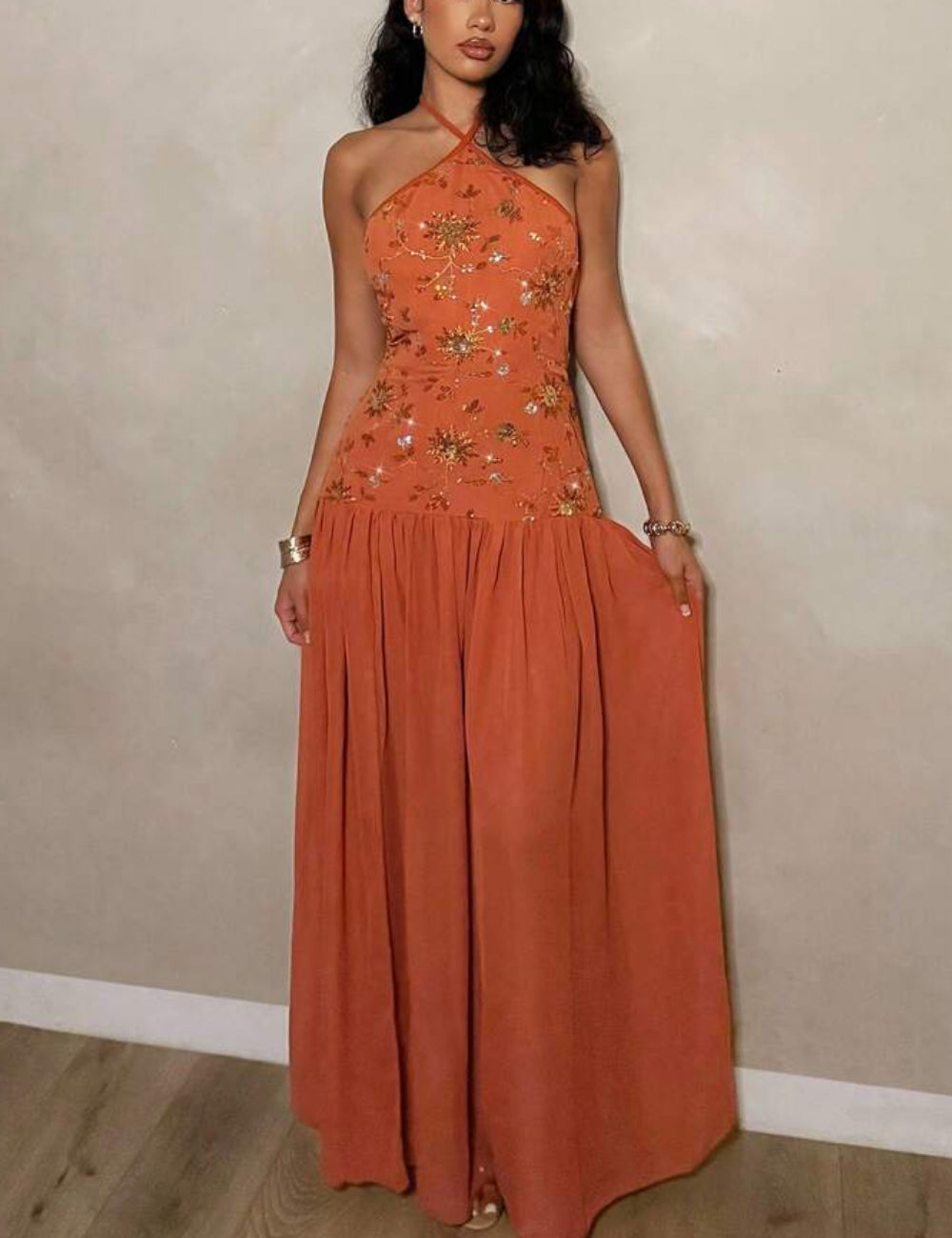 Shein narancssárga maxi ruha