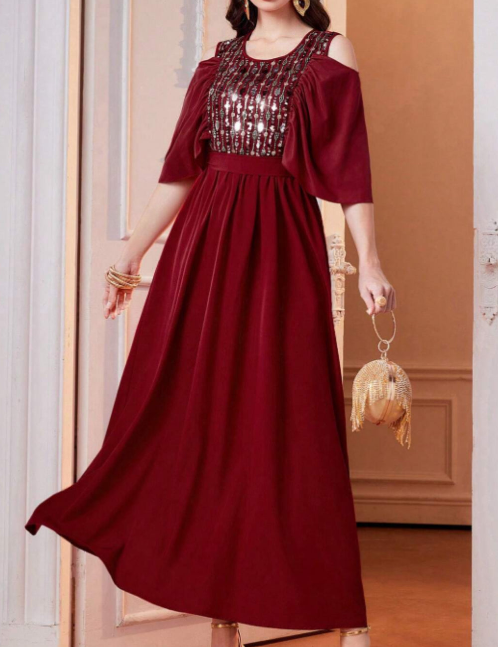 Shein maxi ruha, piros
