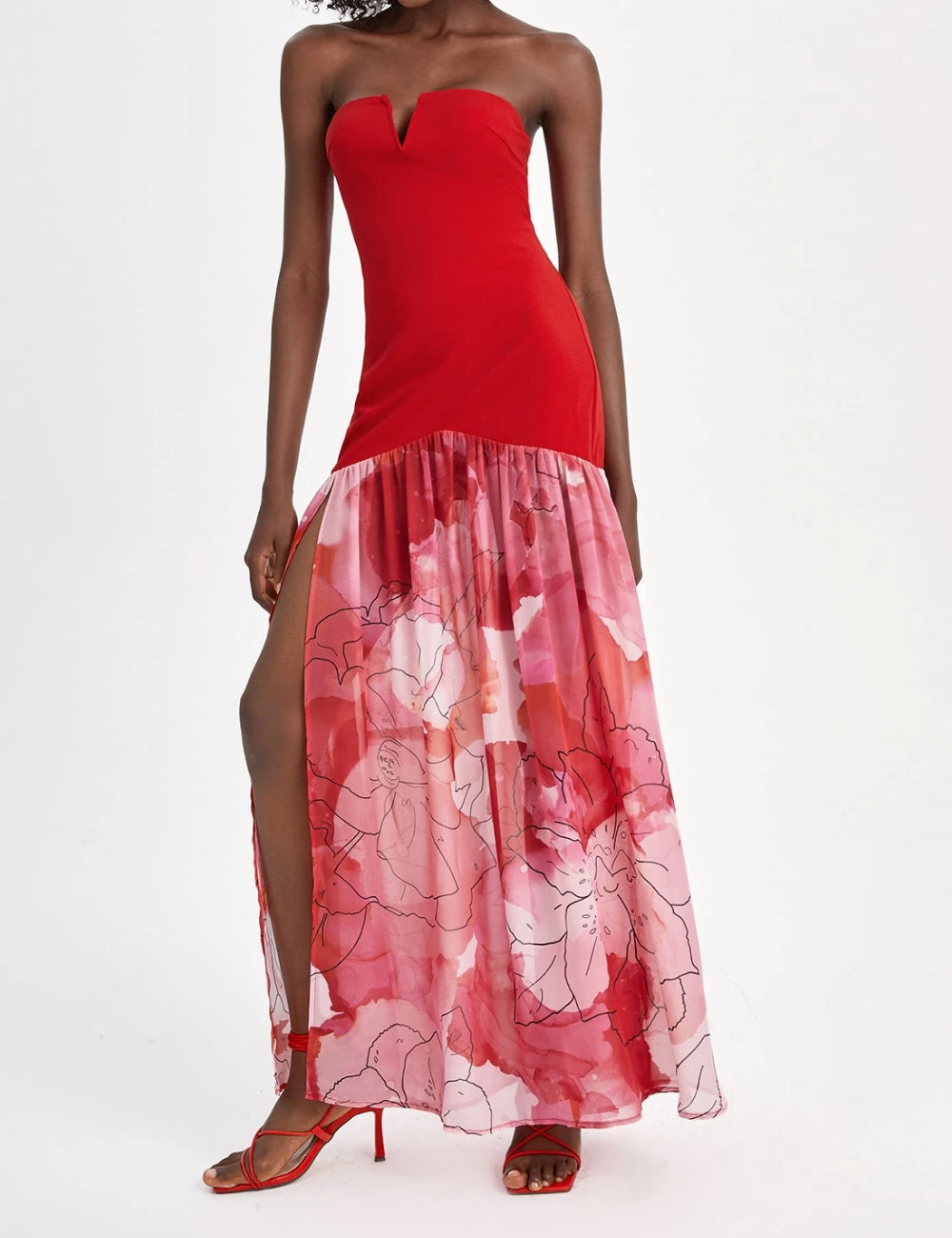 Shein maxi ruha, piros