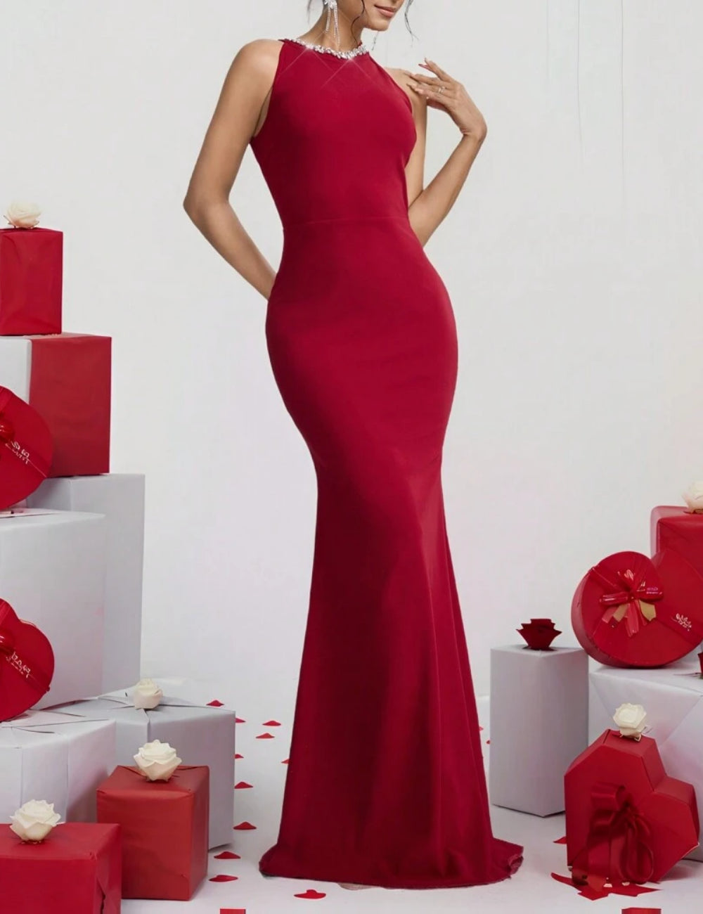 Shein maxi ruha, piros