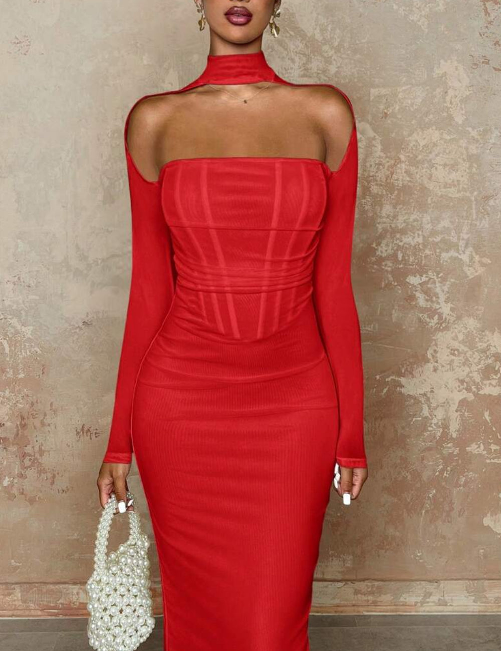 Shein BAE maxi ruha, piros