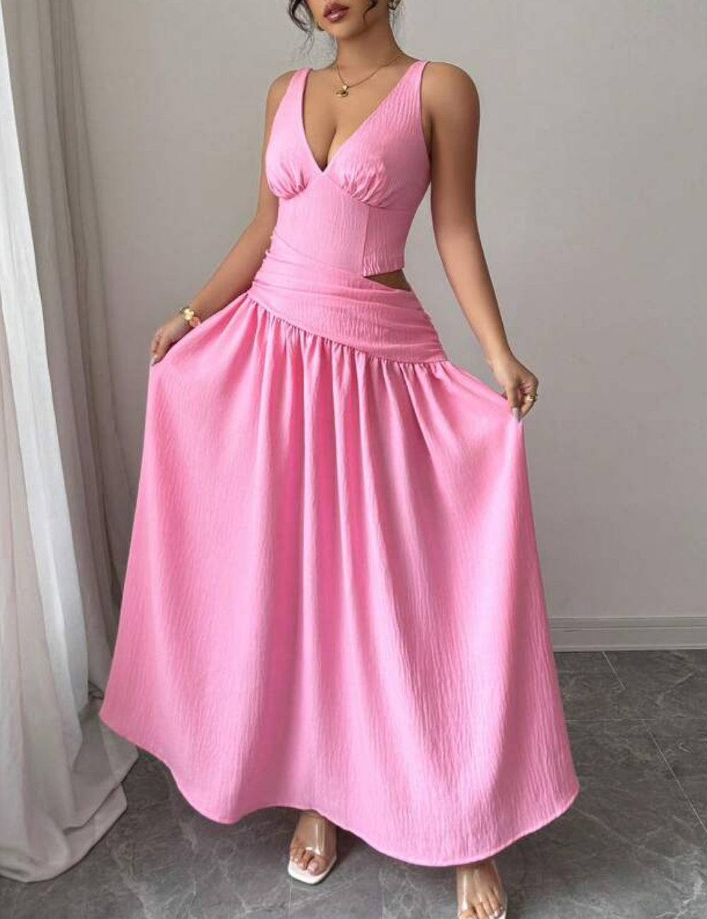 Shein maxi ruha, rózsaszín