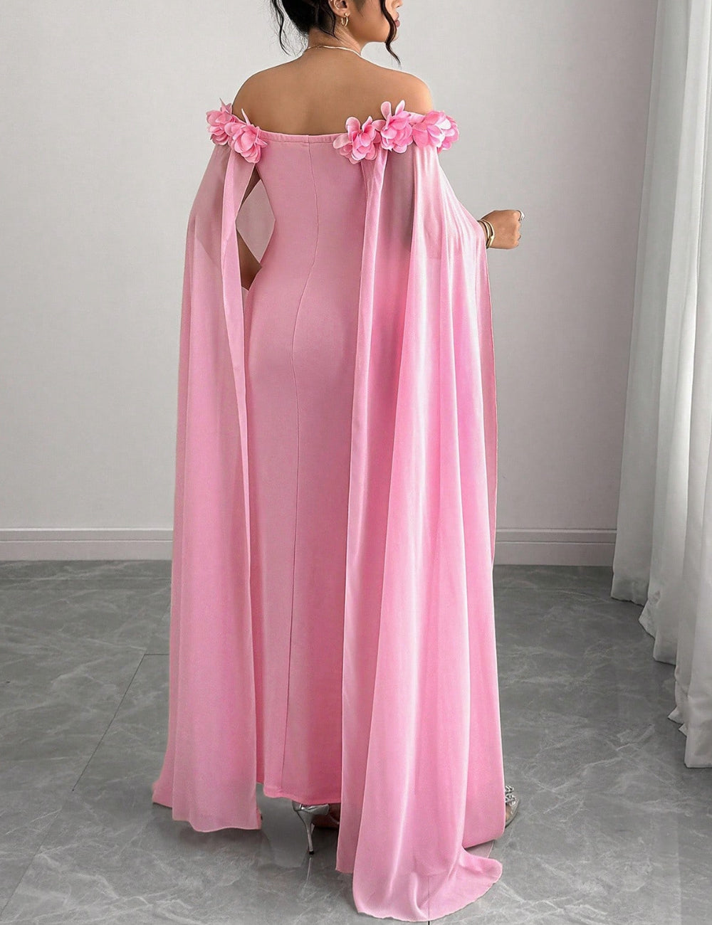 Shein Curve+ maxi ruha, rózsaszín