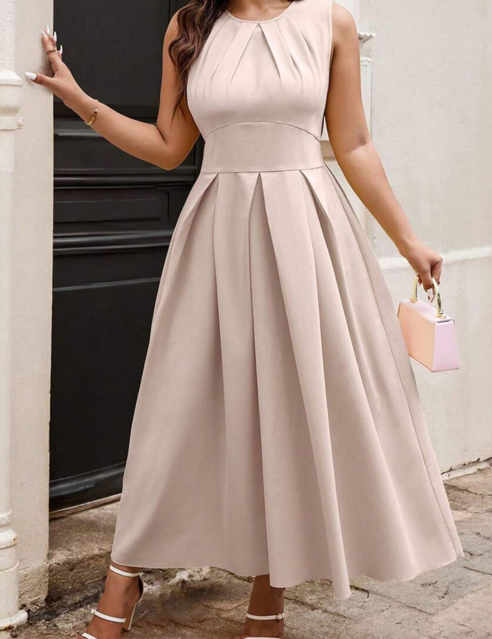 Shein Curve+ maxi ruha, rózsaszín