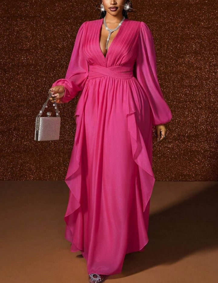 Shein Curve+ maxi ruha, rózsaszín