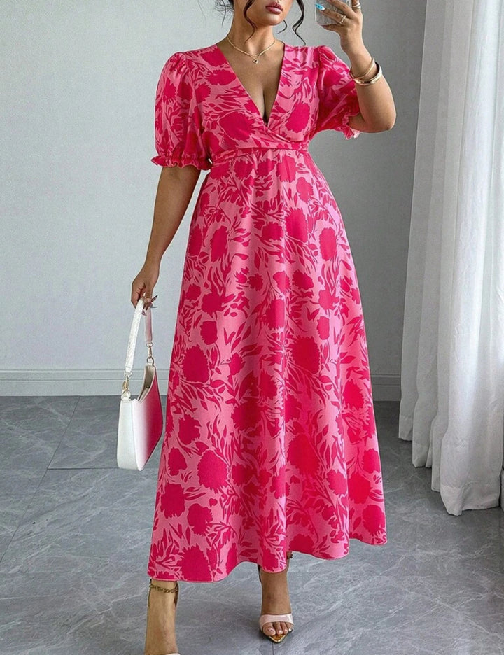 Shein Curve+ maxi ruha, rózsaszín