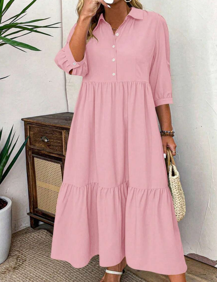 Shein Curve+ maxi ruha, rózsaszín