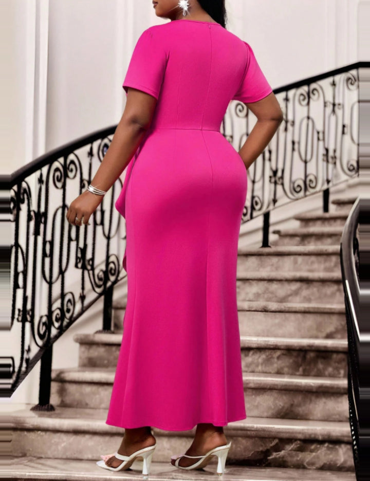 Shein Curve+ maxi ruha, rózsaszín